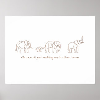 Enkelradig konst - elefant poster