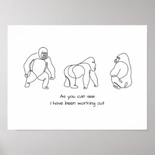 Enkelradig konst - gorilla poster