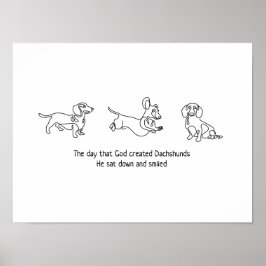 Enkelradig konst - hund för dachshunds poster