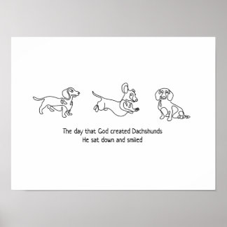 Enkelradig konst - hund för dachshunds poster