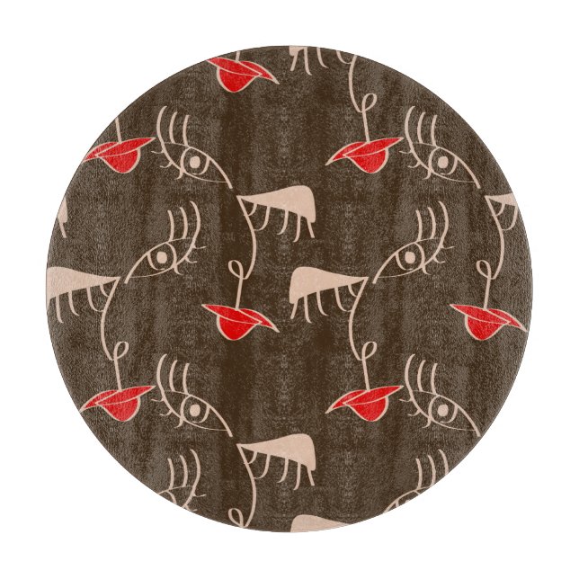 Enkelradig kvinna ansikte: abstrakt mönster. (Framsidan)