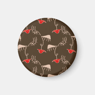 Enkelradig kvinna ansikte: abstrakt mönster. magnet