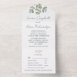 Enkelsidig Grönt Eucalyptus Calligraphy Bröllop