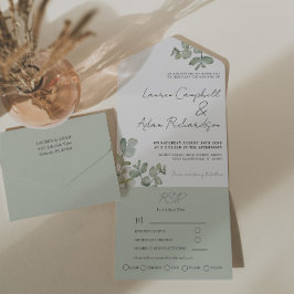 Enkelsidig Grönt Eucalyptus Calligraphy Bröllop