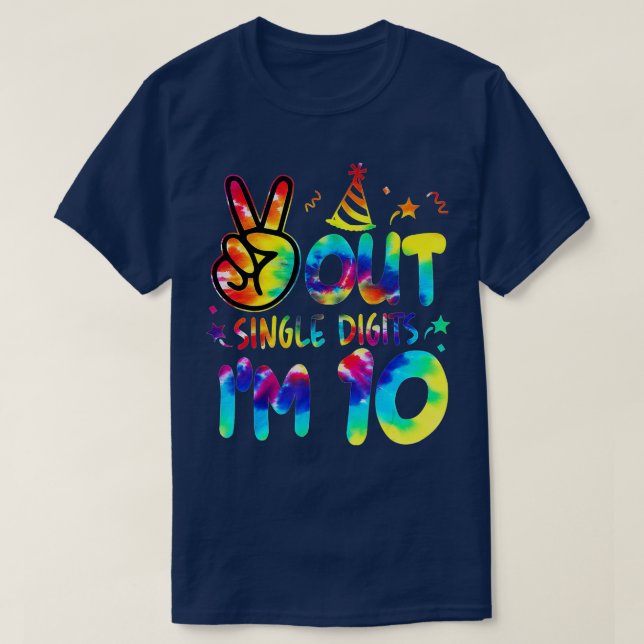 Enkelsidig utskrift Im 10 Tie Dye Birthday Kid T Shirt (Design framsida)