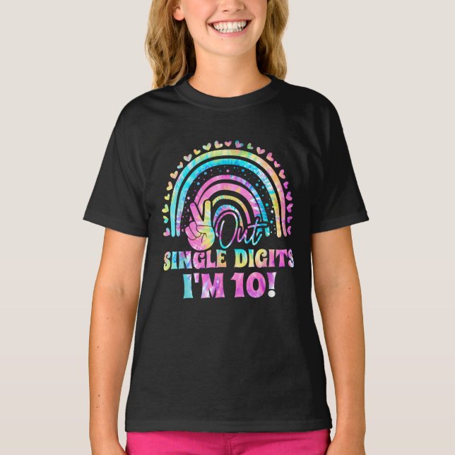 Enkelsidiga siffror Im 10 Tie Dye Birthday T Shirt (Framsida)