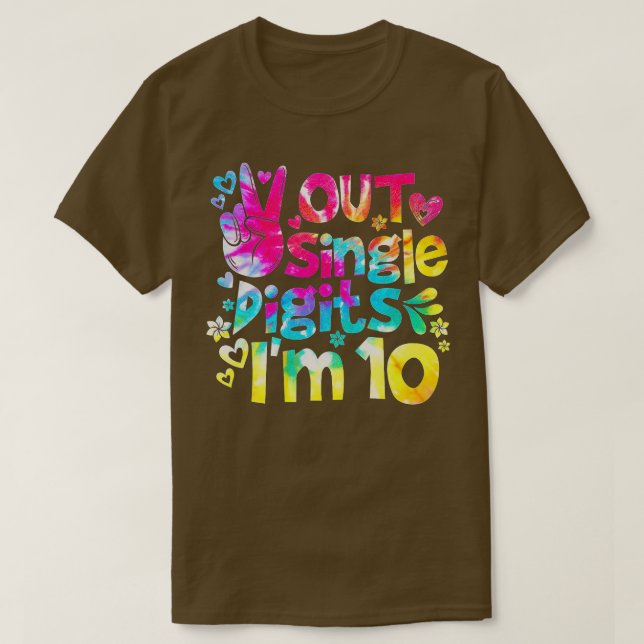 Enkelsiffriga fredstal Im 10 Tie Dye Birthday Ki T Shirt (Design framsida)
