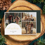 Enkelt 3 Photo Collage Arch God jul Photo<br><div class="desc">Skicka helgdag önskemål i stil med vårt Foil Helgdag Card. Med en charmerande 3-fotokollage och ett snyggt överlägg på den lämnat, visas "God jul" i skript av skräpfolie. Lägg till en personlig kontakt med din familj namn och ett år i chicens typografi. Den omvända sidan skryter med en djup grönt...</div>