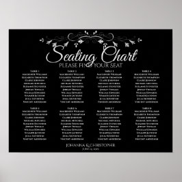 Enkelt 8 Bord Grått på sätesschemat i Svarta Bröll Poster