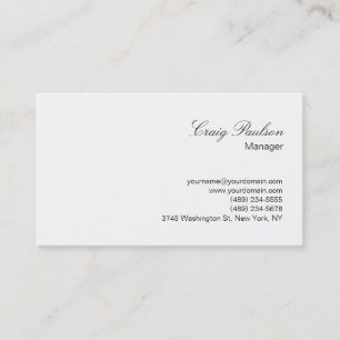 Enkelt Affärskort för elegant Script White Plain S Visitkort