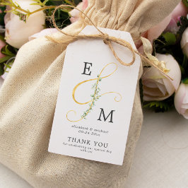 Enkelt Ampersand Monogram Botanical Bröllop Presentetikett