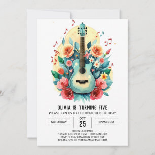 Enkelt Anpassade Guitar Birthday Inbjudningar