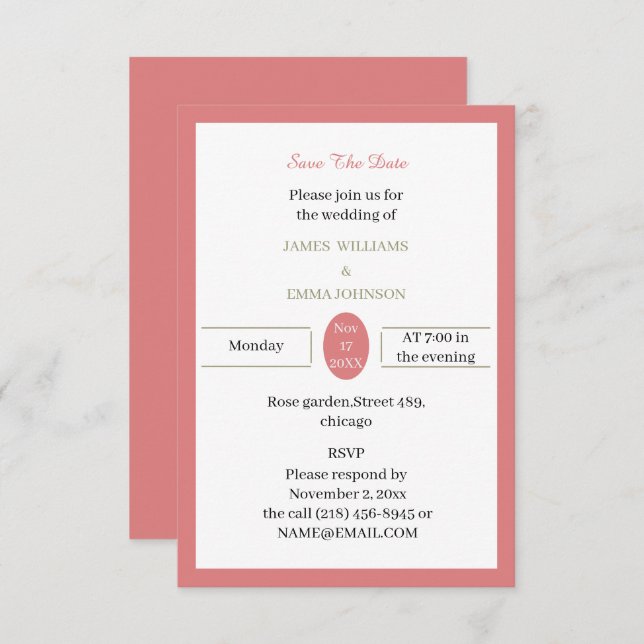 Enkelt Anpassade Ro Spara Datumet (Fram/baksida)