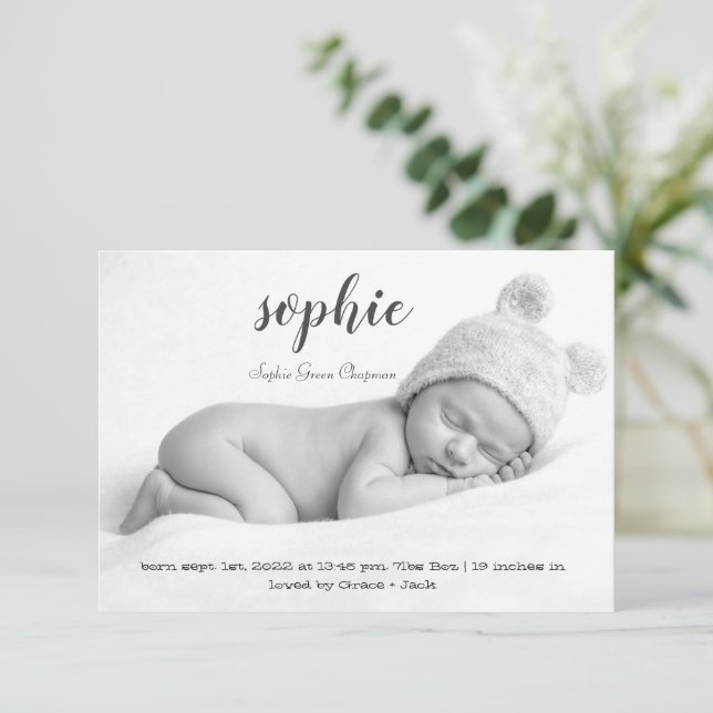 Enkelt Anpassningsbar för foto-Baby-födelsemeddela Tack Kort (Stående Fram)