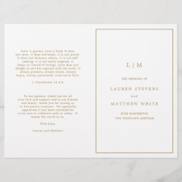 Enkelt Antique Guld Monogram-Bröllopsprogram