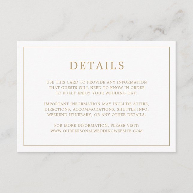 Enkelt Antique Guld Monogram Elegant bröllop Tilläggskort (Framsida)