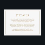 Enkelt Antique Guld Monogram Elegant bröllop Tilläggskort<br><div class="desc">Kort för enkelt hölje i bröllop med en elegant och tidlös utformning med dina bröllop-detaljer omgivna av ett tunt gräns. Baksidan har ditt monogram i mitten, innanför ett gräns. All text står i en guld-ton, över en vit bakgrund. Teckensnittet färg kan ändras till valfritt färg genom att klicka på anpassningsknappen...</div>