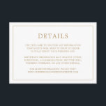 Enkelt Antique Guld Monogram Elegant bröllop Tilläggskort<br><div class="desc">Kort för enkelt hölje i bröllop med en elegant och tidlös utformning med dina bröllop-detaljer omgivna av ett tunt gräns. Baksidan har ditt monogram i mitten, innanför ett gräns. All text står i en guld-ton, över en vit bakgrund. Teckensnittet färg kan ändras till valfritt färg genom att klicka på anpassningsknappen...</div>