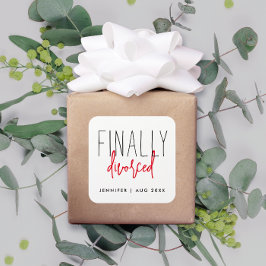 Enkelt Äntligen Skild Roligt Svart Vitt Uppbrott Fyrkantigt Klistermärke