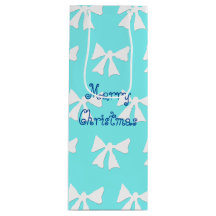 Enkelt Aqua Blue och White Bow Mönster Gift Bag