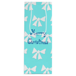 Enkelt Aqua Blue och White Bow Mönster Gift Bag