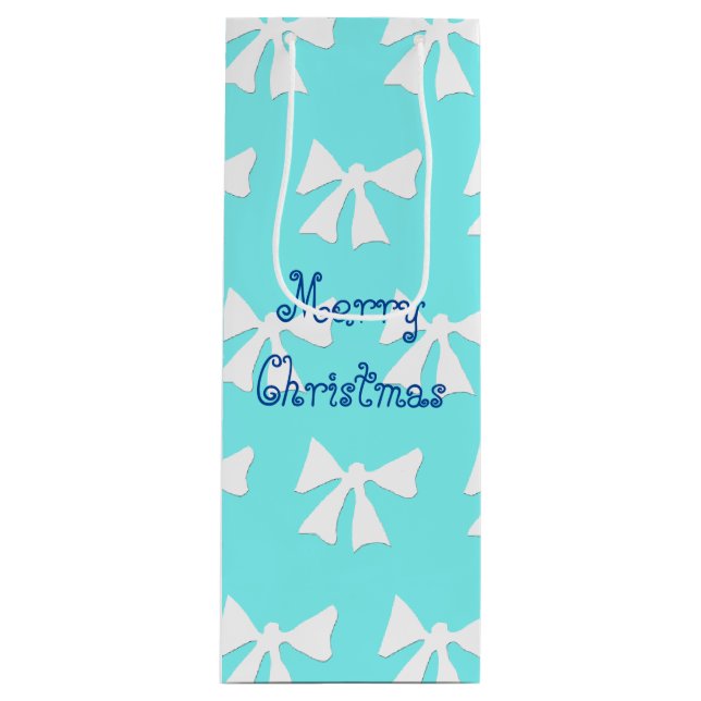 Enkelt Aqua Blue och White Bow Mönster Gift Bag (Framsidan)