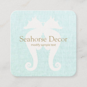 Enkelt Aqua Blue Seahorse-Affärskort Fyrkantigt Visitkort