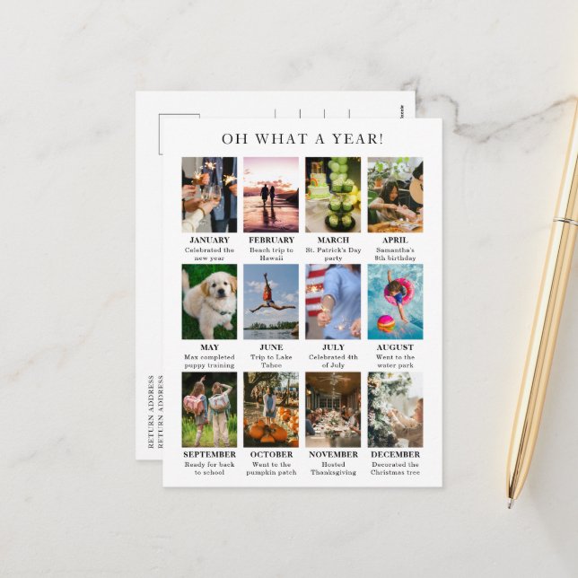 Enkelt år för att granska fotomodern jul helg vykort (Fram/Back In Situ)