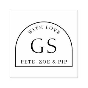 Enkelt Arch Monogram Gift Rubber Frimärke Stämpel