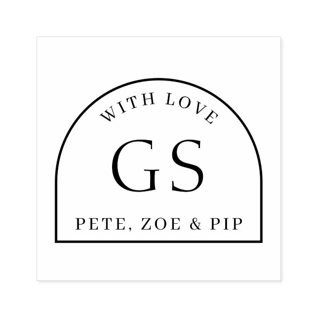 Enkelt Arch Monogram Gift Rubber Frimärke Stämpel (Tryck)