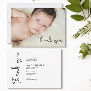 Enkelt Baby Photo - tack för ditt skript Birth Meddelande