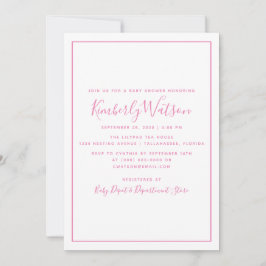 Enkelt babyskor Inbjudan | Rosa