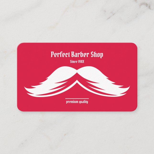 Enkelt barber för Mustache Red Black-Kreativ Visitkort (Framsida)