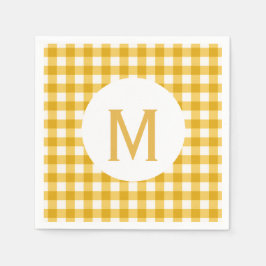 Enkelt Basic Guld Gingham Monogram Pappersservett
