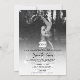 Enkelt Bat mitzvah foto av chicstar hebrew namn Inbjudningar