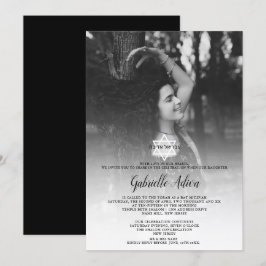 Enkelt Bat mitzvah foto av chicstar hebrew namn Inbjudningar