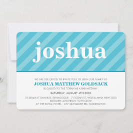 ENKELT BAT MITZVAH, söt rand mönster-akablått Inbjudningar