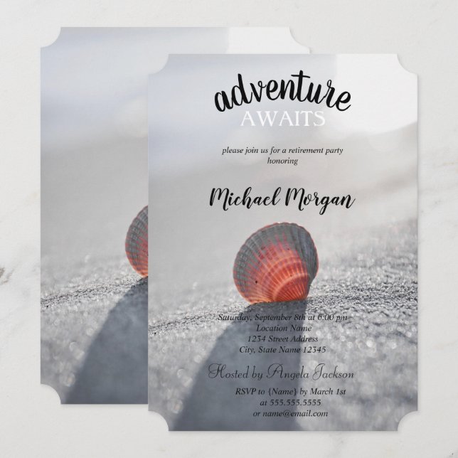 Enkelt Beach Seashell Pension Party Inbjudningar (Fram/baksida)