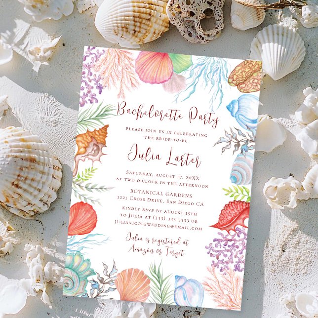 Enkelt "Beach Seashell Wand Bachelorette Party" Inbjudningar (Skapare uppladdad)