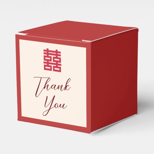 Enkelt beige modern kinesisk bröllop Tack Presentaskar (Framsidan Sidan)