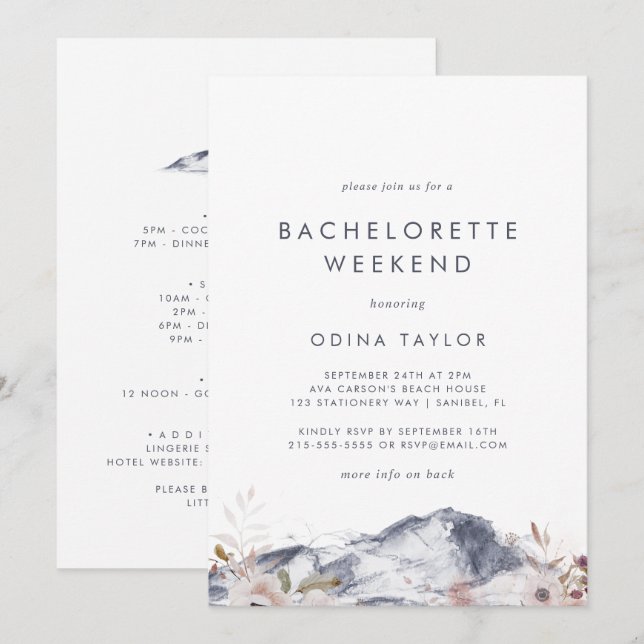 Enkelt bergsberg Bachelorette Helg Inbjudningar (Fram/baksida)