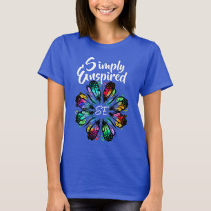 Enkelt berikad färgad Blommigt Butterflies T-Shirt