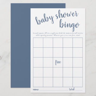 Enkelt Bingo-kort | Dusty Blue Baby Shower Game