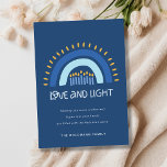 Enkelt blå regnbågsljus Kärlek och Light Hanukkah Julkort<br><div class="desc">Om du behöver ytterligare anpassningar kan du kontakta mig på yellowfebstudio@gmail.com.</div>