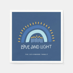 Enkelt blå regnbågsljus Kärlek och Light Hanukkah Pappersservett