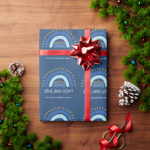 Enkelt blå regnbågsljus Kärlek och Light Hanukkah Presentpapper