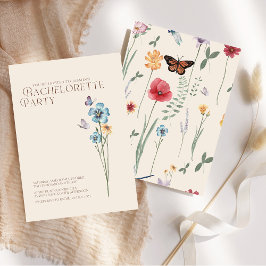 Enkelt blå WildblomButterflies Bachelorette Inbjudningar