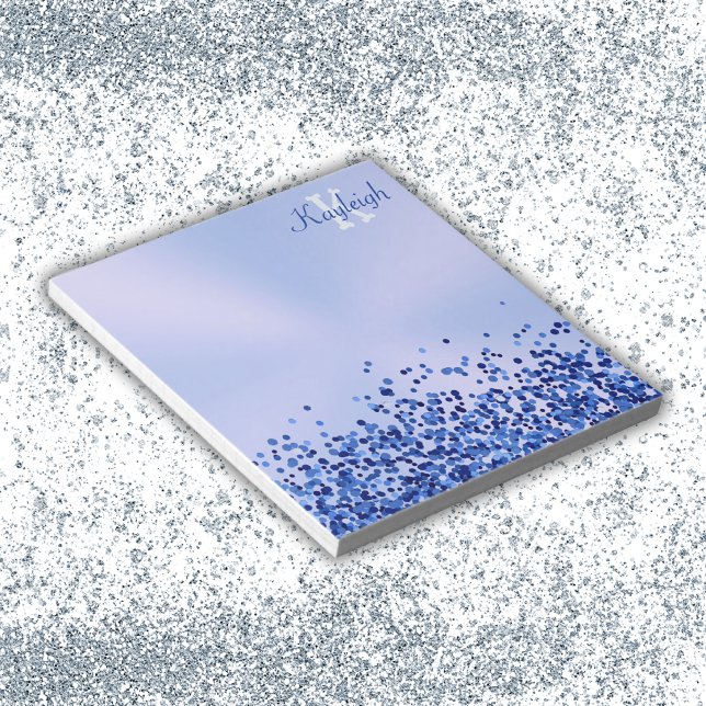 Enkelt blåborstat Metall och Glitter Monogram | Anteckningsblock (Skapare uppladdad)