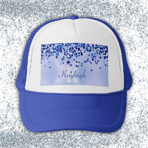 Enkelt blåborstat Metall och Glitter Monogram   Keps