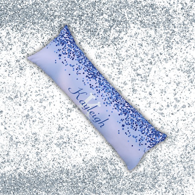 Enkelt blåborstat Metall och Glitter Monogram | Kroppskudde (Skapare uppladdad)
